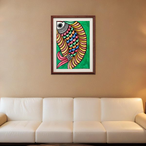 Fish glorified Madhubani Painting