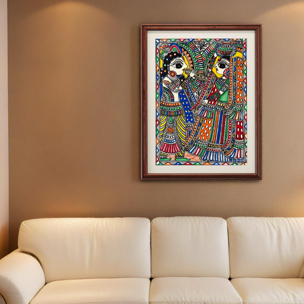 Radhe Krishna Bansuri Madhubani Painting