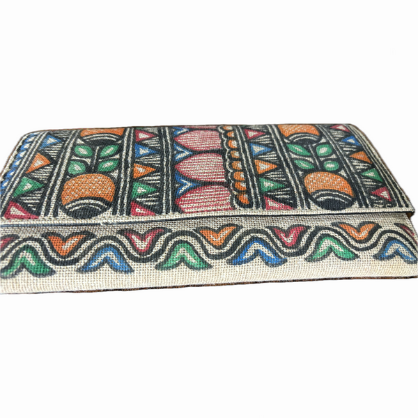 Madhubani Painted Handmade Rectangular Clutch Bag