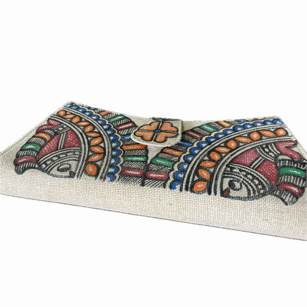 Madhubani Painted Handmade Arc Shaped Clutch Bag