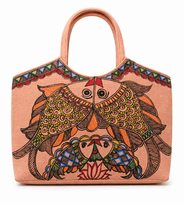 Pink Madhubani Tote Bag
