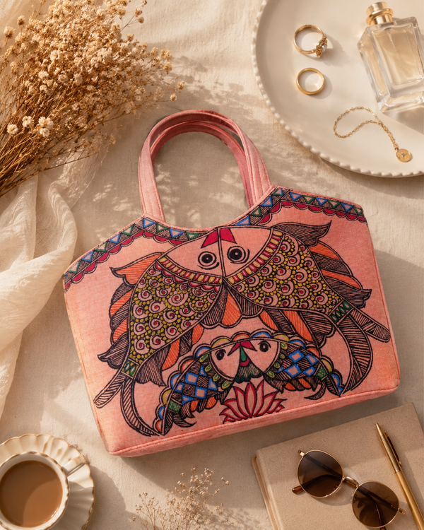 Pink Madhubani Tote Bag