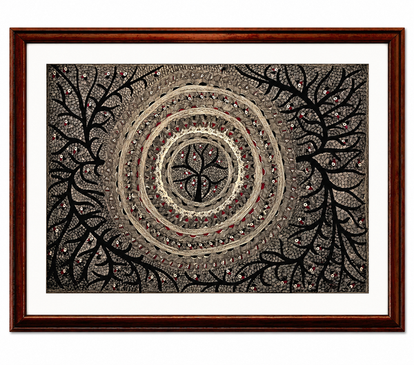 Handmade Madhubani Tree of Life Mandala Painting