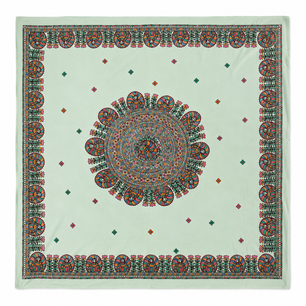 Luxury Madhubani Cotton Bedsheet with 2 Matching Pillow Covers