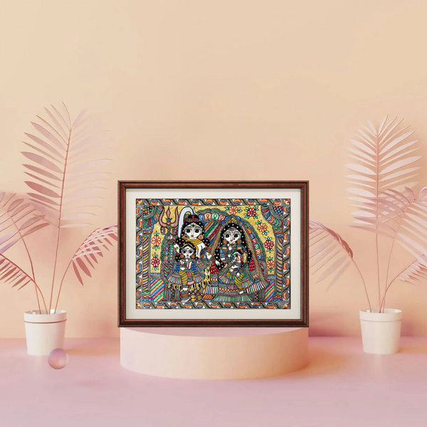 Shiva Paarvati Family Madhubani Painting