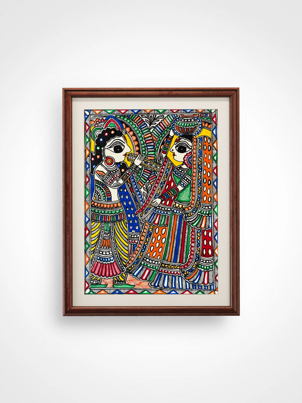 Radhe Krishna Bansuri Madhubani Painting