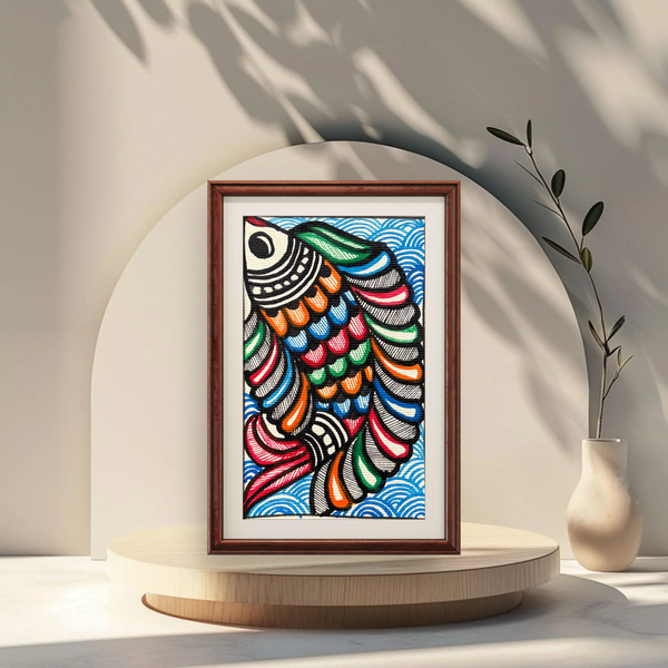 Fish Swim Madhubani Painting