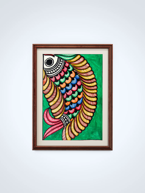 Fish glorified Madhubani Painting