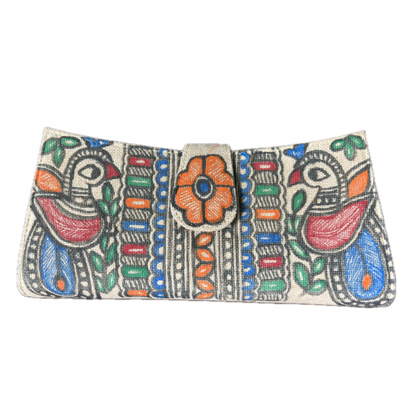 Madhubani Painted Handmade Mor Art Clutch Bag