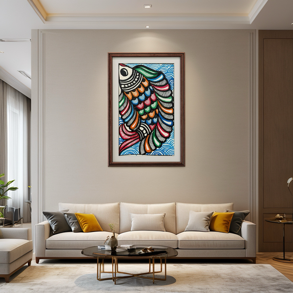 Fish Swim Madhubani Painting