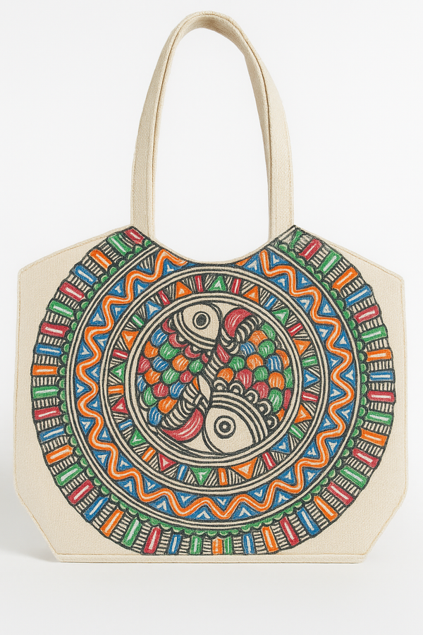 Madhubani Painted Handmade Tote Bag