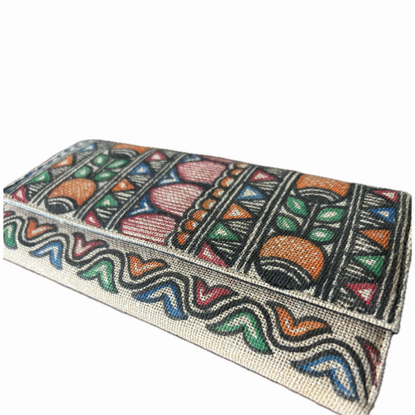 Madhubani Painted Handmade Rectangular Clutch Bag