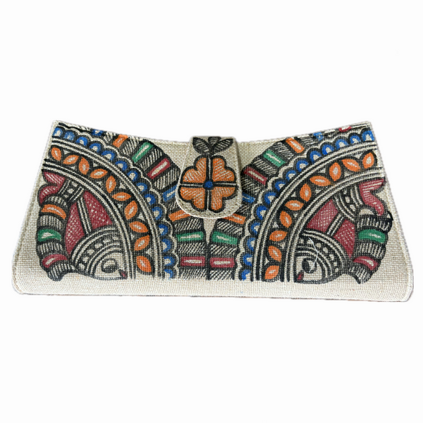 Madhubani Painted Handmade Arc Shaped Clutch Bag