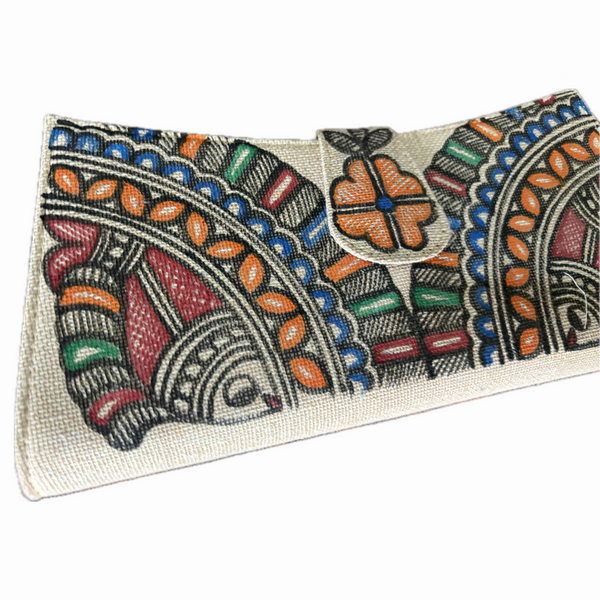 Madhubani Painted Handmade Arc Shaped Clutch Bag