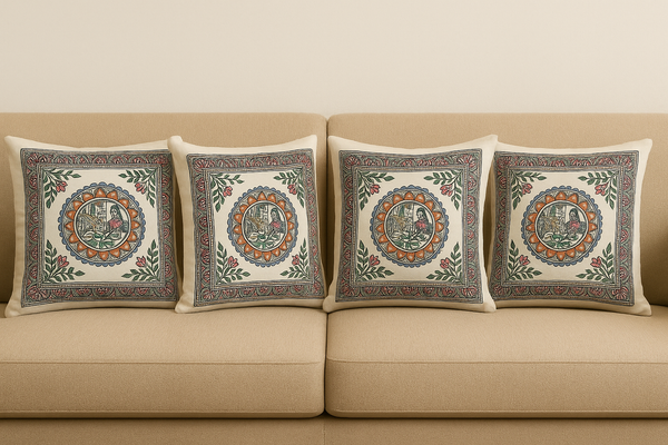 Madhubani painting elephant printed Cushion covers