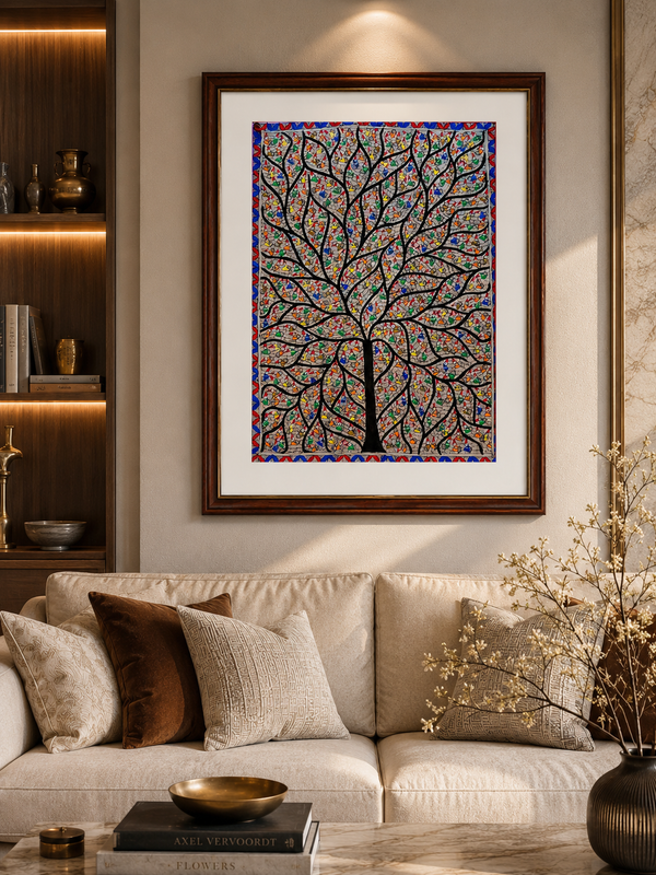 Handmade Madhubani Tree of Life Painting