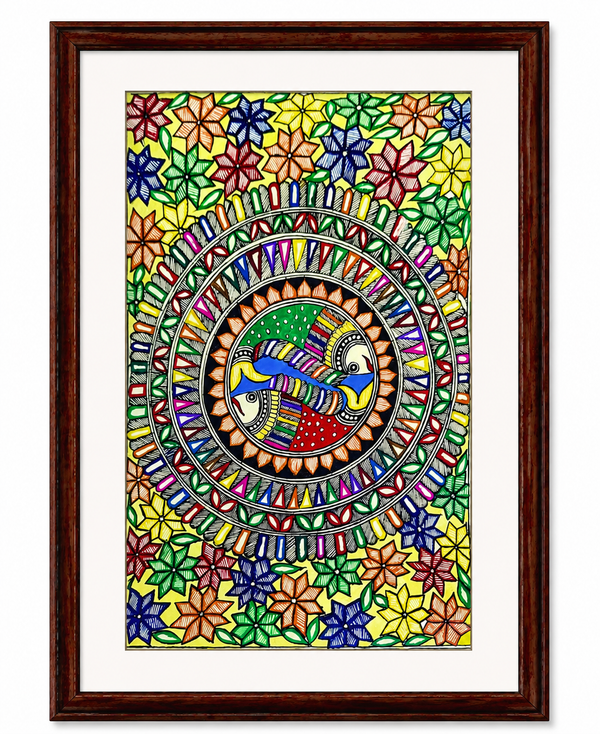 Handmade Madhubani Fish Painting