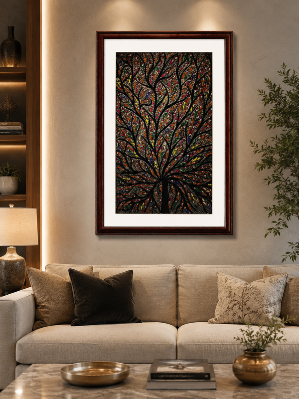 Handmade Madhubani Tree of Life Painting