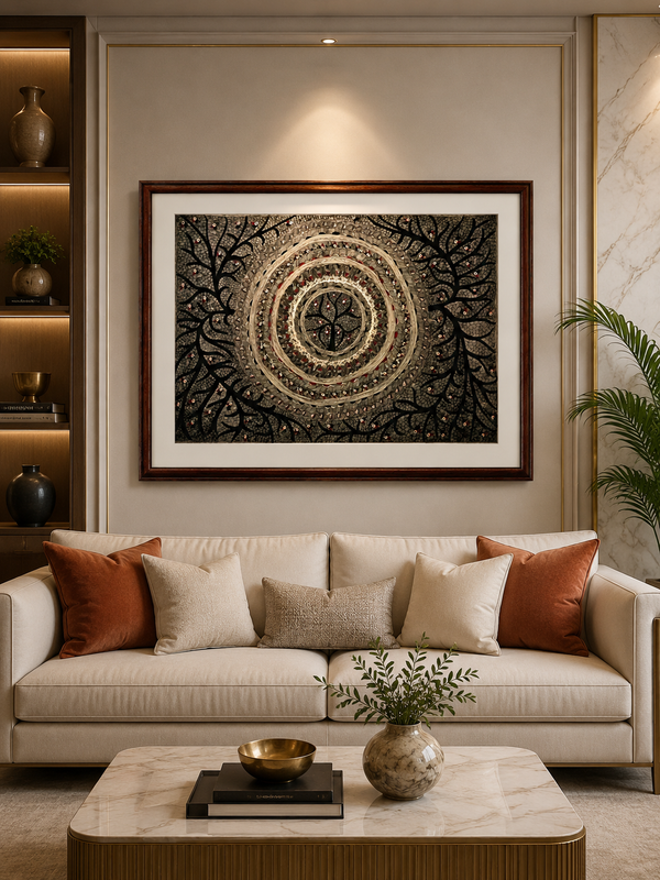 Handmade Madhubani Tree of Life Mandala Painting