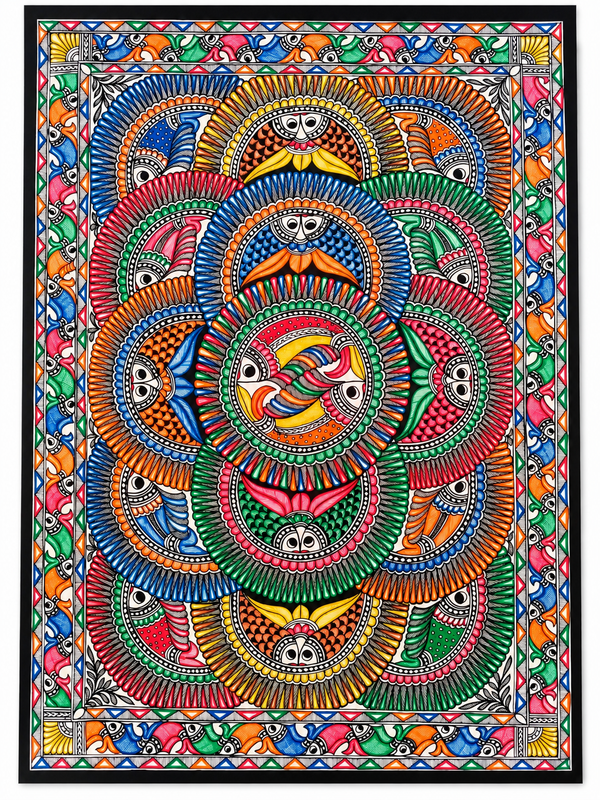 Hand-Painted Madhubani Mandala Artwork