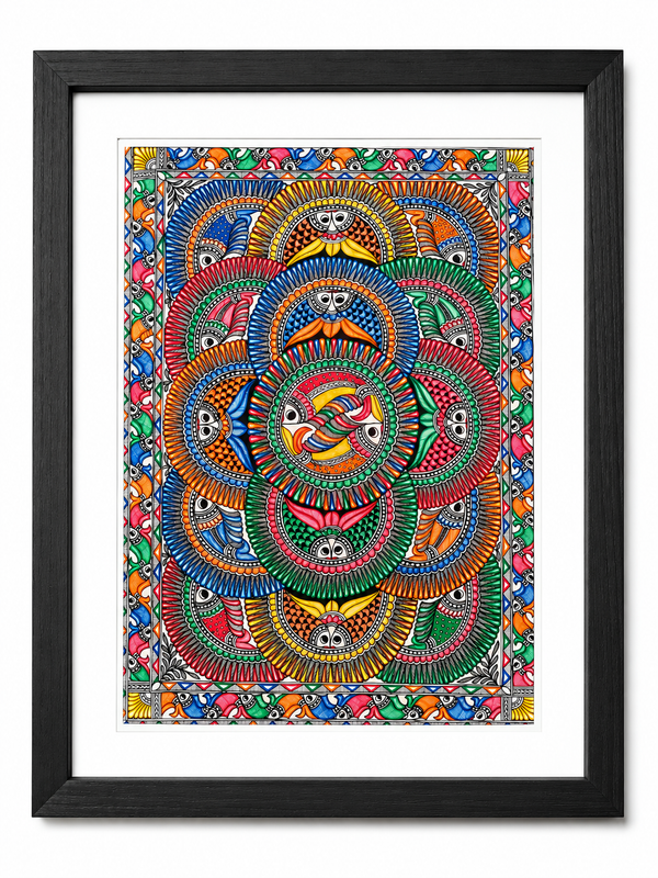 Hand-Painted Madhubani Mandala Artwork