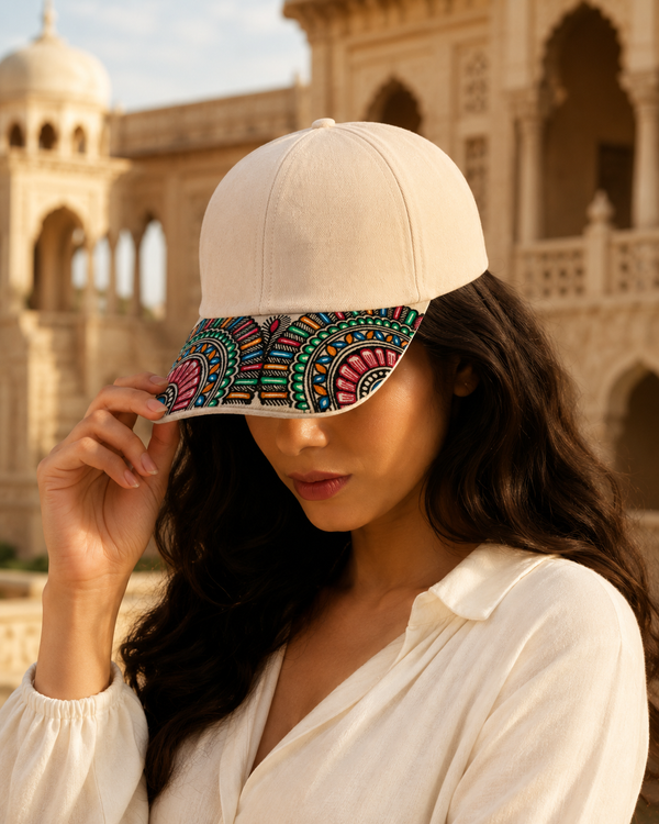 Luxury Unisex Hand-Painted Madhubani Art Cap