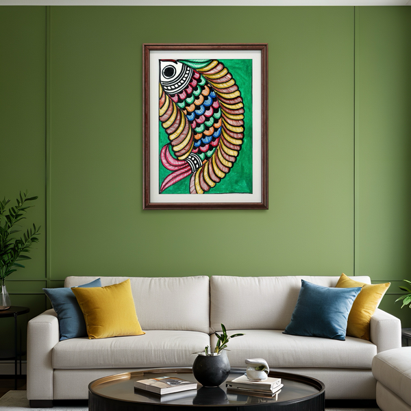 Fish glorified Madhubani Painting