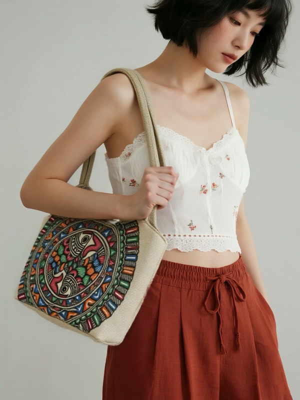 Madhubani Painted Handmade Tote Bag