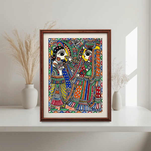 Radhe Krishna Bansuri Madhubani Painting