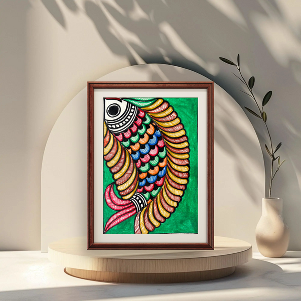 Fish glorified Madhubani Painting