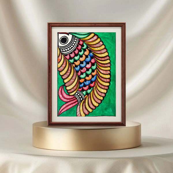 Fish glorified Madhubani Painting