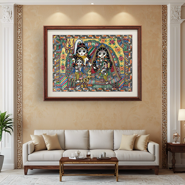 Shiva Paarvati Family Madhubani Painting