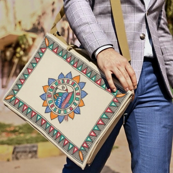 Madhubani Painted Handmade Laptop Bag