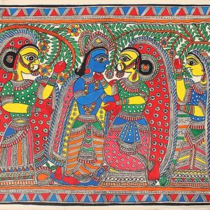 Madhubani Painting - Radha Krishna with Gopis